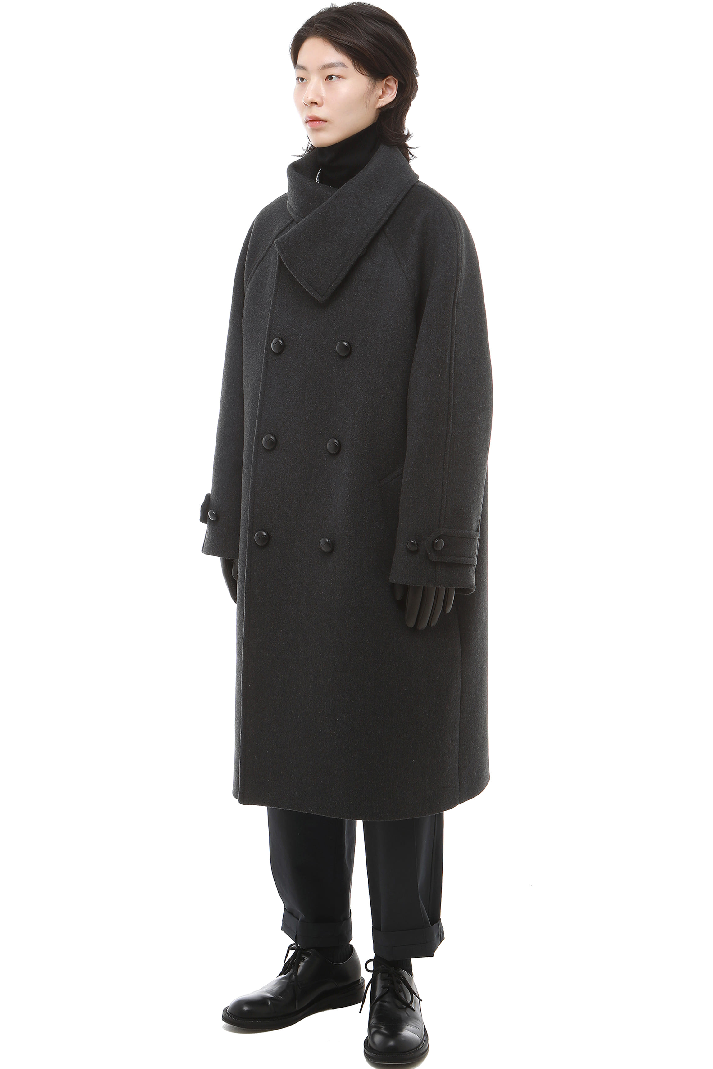 C003 / High neck Cashmere Raglan Coat